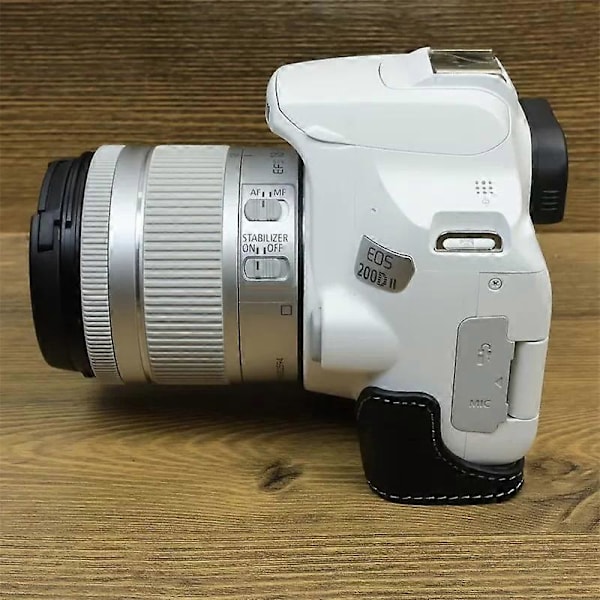 Typ F För Canon EOS 200D/200D II Äkta Ko-Läder Kameraväska Dammtät Skydd med Skruv Style A