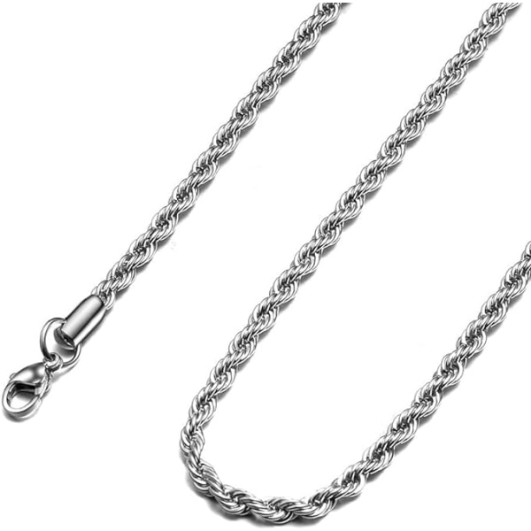 18k Real Gold Plated Rope Chain 3mm Stainless Steel Twist Chain Necklace for Men Women 34 Inches