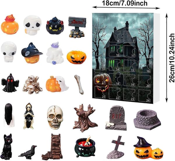 2026 Halloween 3D Nedräkningskalender 24-dagars Icke-platt Överraskningspresent för barn flickor dotter systerdotter barnbarn 3