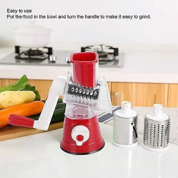 A vegetable chopper with crank handle, suitable for fruit, vegetables, etc., a kitchen accessory for the home.