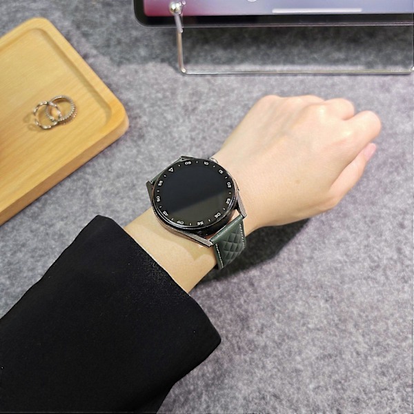 Armband i äkta läder med rombstruktur för Huawei Watch GT 5 Pro 46 mm/GT 5 46 mm 22 mm Style D