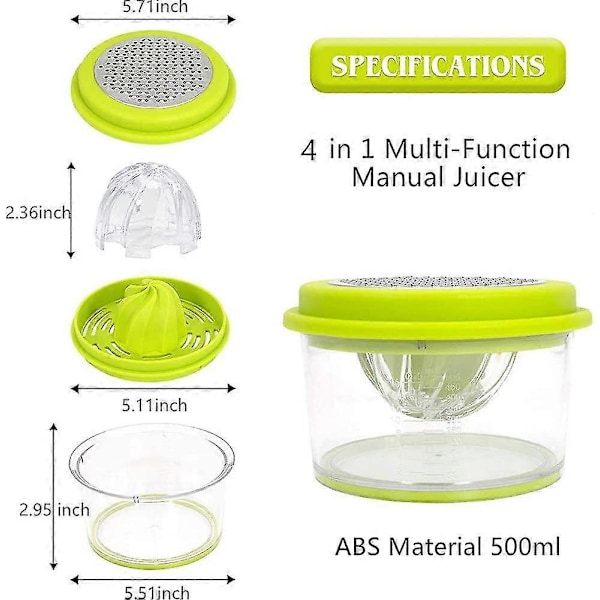 Citrus Lemon Orange Juicer, Manuel Håndpresser Med Indbygget Målekop Og Rivejern, Multifunktionel Manuel Juicer Med Reamers I Flere Størrelser Hvidløg G