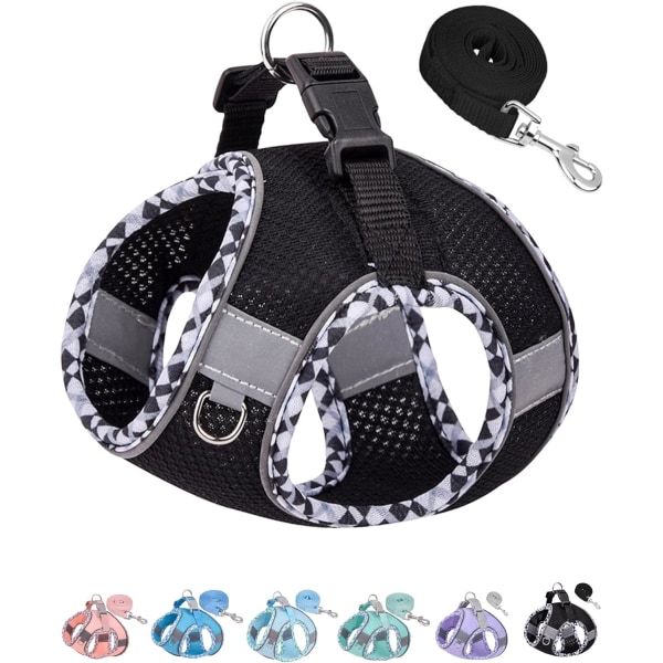 Dog Harness for Small Medium Dogs No Pull, Puppy Harness and Leash Set, Easy Walk Dog Harness for Walking, Running, Training (Black, XXS)