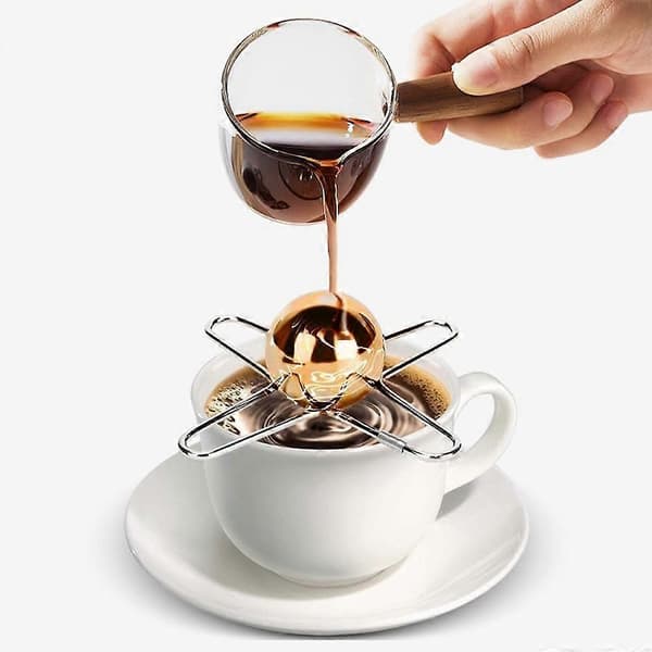 Espresso-kølekugle med stativ, genanvendelig kaffekølekugle i rustfrit stål til smagslås
