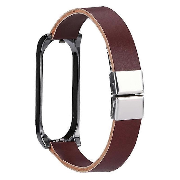 Xiaomi Mi Band 7 / Band 7 NFC -rannekkeelle nahkainen kellon ranneke kellokotelolla Style F