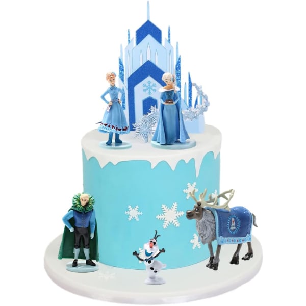 Frozen Cake Topper Figurer Set, Frozen tårtdekorationer för Frozen festtillbehör