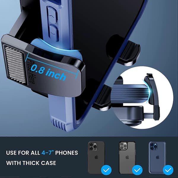 Mobilholder til bil [Tykt etui-venlig] Håndfri mobiltelefonholder Bilholder til ventilationsgitter Passer til iPhone Android Smartphone