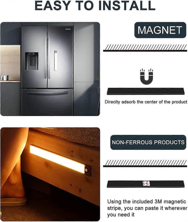 Motion Sensor 31 LED with Stepless Dimming, USB Rechargeable Cabinet Light