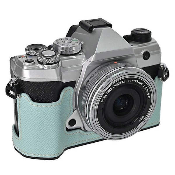 Type E Kameraveske for Olympus OM-5 med Batteriåpning, Håndflatetekstur PU-Lær Halv Kropp Bunn Deksel Style A