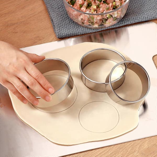 Dumpling Maker-sett i rustfritt stål med innpakningskutter og sikker rullet kant for kjøkken og restaurant