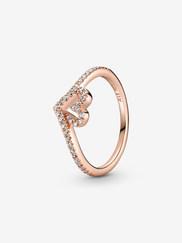 Pandora - Glimmerende Wishbone Hjertering - 14k rosaforgyldning Circumference: 56mm