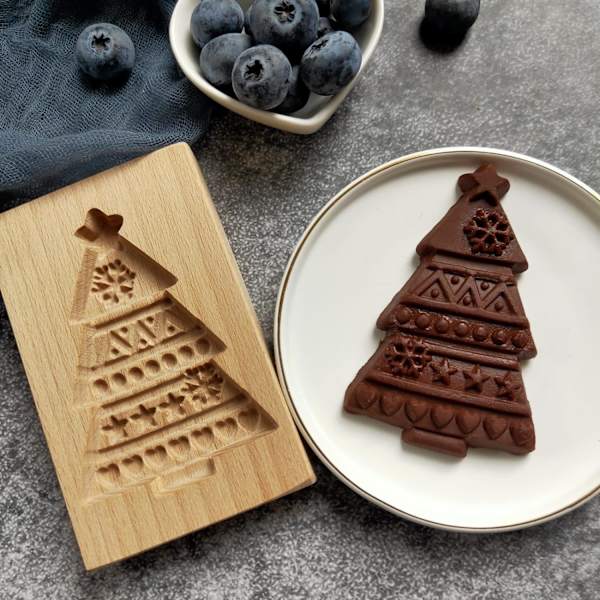 Tre Cookie-form i tre, Juleformet Cookie Cutter Embossing-form i tre, Pepperkake/Julenisse/Juletrær/Snømann(Tre)
