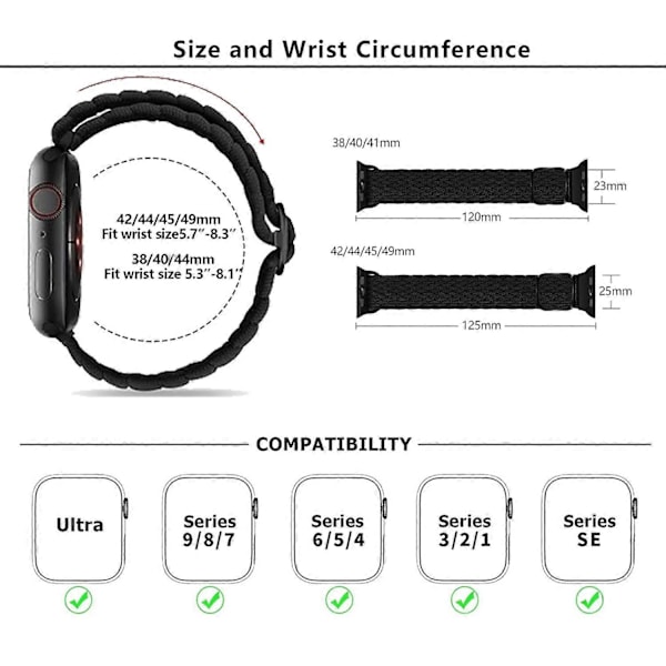Type Q KALEBOL -ranneke Apple Watch Series 10 42mm / 9 8 7 41mm / SE (2023) SE (2022) SE 6 5 4 -kelloille Style H