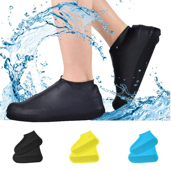 Vattentäta skoöverdrag, återanvändbar cover i silikon för män kvinnor, M, svart