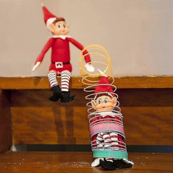 12\" Pojke/Flicka De Stygga Julälvorna På Displayhylla Rekvisita Jul Plyschleksak Röd vit flicka älva