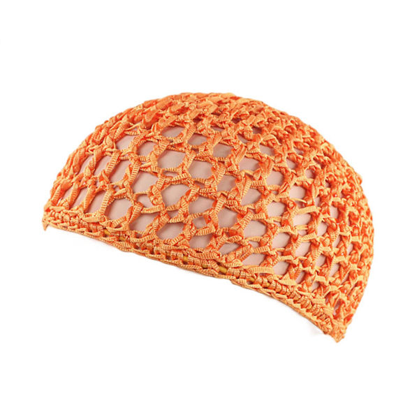 Hårnett i netting, heklet lue, fiskenett hårnett, snood-deksel ornament for soving Orange