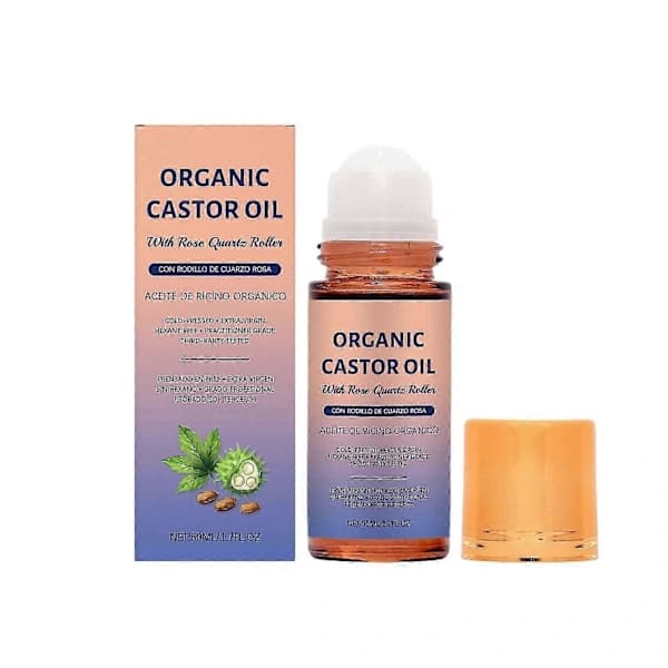 Organic Castor Oil Rollerball, Infused with Cold-Pressed Rose Quartz Essence. Hexane-Free, Easy to Apply.