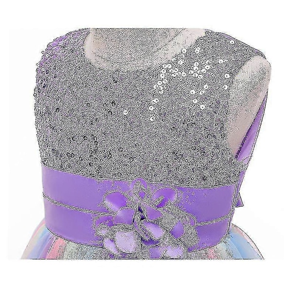Tyttöjen Sekvenssit Meidän Rainbow Tutu Syntymäpäiväjuhla Prinsessa Meidän Kilpailun Meidän Kukka Meidän 120cm(5-6T) Purple