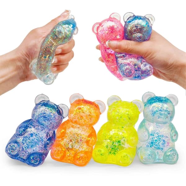 Sensorisk dekompressionsfidget – Transparent kropp med glitter – för kontor eller resor E