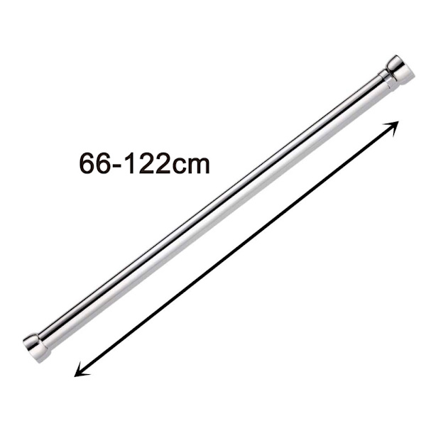 Utvidbar klesstang, klesskinne i rustfritt stål, spennstang, garderobeskinne for garderobe, dusj, balkong (66-122 cm)