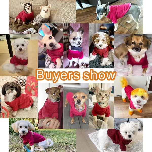 Hunde Tøj Hund Sweater Blød Fortykkelse Varm Hvalp Hunde T-shirt Vinter Hvalp Sweater til Hunde (XXS, Vin)