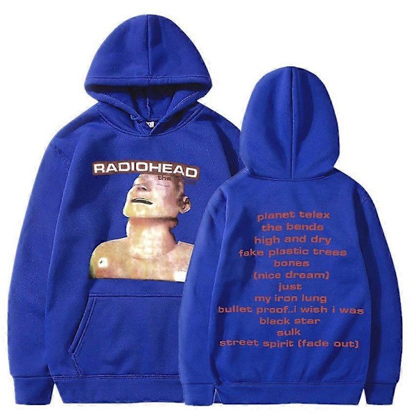 Vintage Rockband Radiohead Hoodie Hip Hop Everything Music Hoodie sweatshirt topp Blue XL