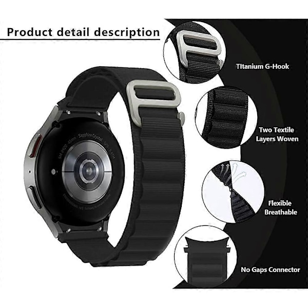 Type B KALEBOL KLB-GSNL-001 Nylon urrem til Samsung Galaxy Watch6/Watch6 Classic/Watch 5 Style C