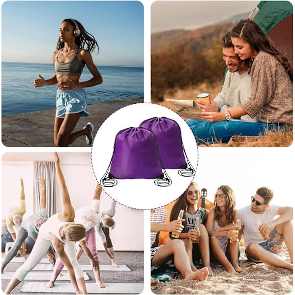 2 stk. Lilla snørebåndsrygsække Sports Cinch Sack String Bags Drawstring Gym Bag Draw String Backpack Bulk Swimming String Bags
