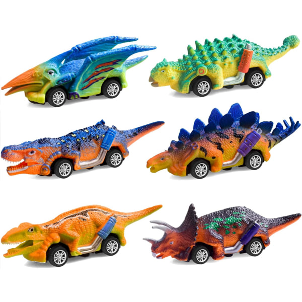 Dinosaur Toys for Kids 3-5 Pull Back Cars 6 Pack - Monster Trucks Toys for 3 4 5 Year Old Boys Birthday