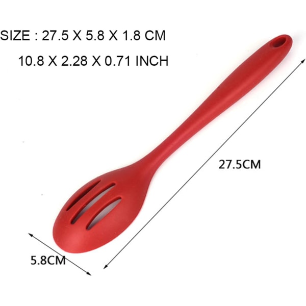 Silikon non-stick skje sett 2, høy varmebestandig, hygienisk design matlaging og baking skje sett, rød og svart