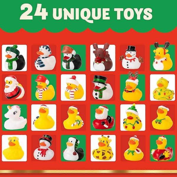 2026 JOYIN Julekalender Ender | 24 Dager Jule-nedtelling Gummiender for Gutter Jenter Småbarn Barn | Julefest Gaver