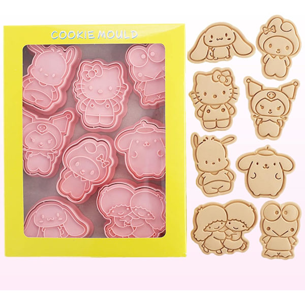 8 stk. Mini søde tegneserie kageform, 3d hævet design peberkage kage stempler, kageforme egnet til frosting dekoration, mini tærteforme