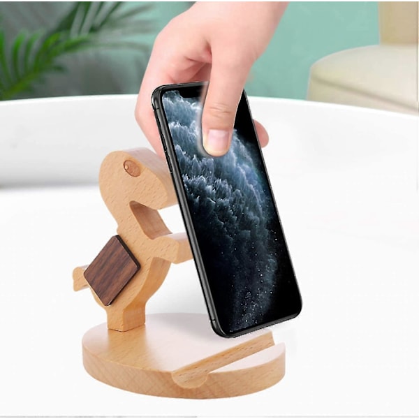 Trämobiltelefonhållare Mobiltelefonladdningsställ Tablettfäste Kreativ Kung Fu