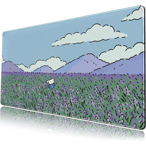 Suloinen työpöytäalusta sininen laventeli suuri hiirimatto XL pitkä pidennetty sarjakuva karhu hiirimatto työpöytä 31,5''x15,7'' toimistoon kotitoimistoon