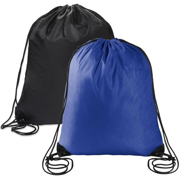 2 stk. snøre rygsæk tasker sport snørepose snøre tasker sort mørkeblå snøre gymnastiktaske snøre rygsæk bulk svømning snøre tasker