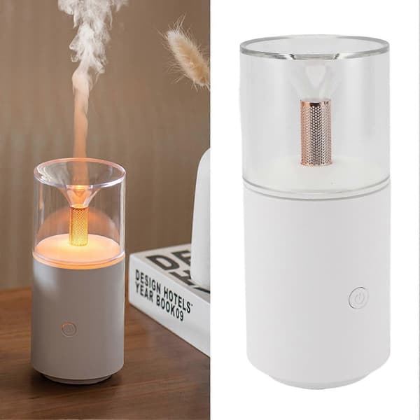 Eterisk oljediffusor och bärbar miniluftfuktare med LED-ljus, USB-driven, tyst vit för kontor, bil, sovrum