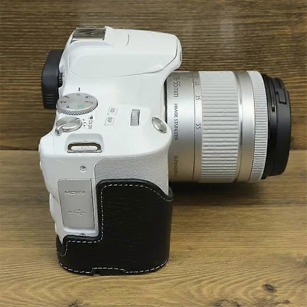 Typ F För Canon EOS 200D/200D II Äkta Ko-Läder Kameraväska Dammtät Skydd med Skruv Style A