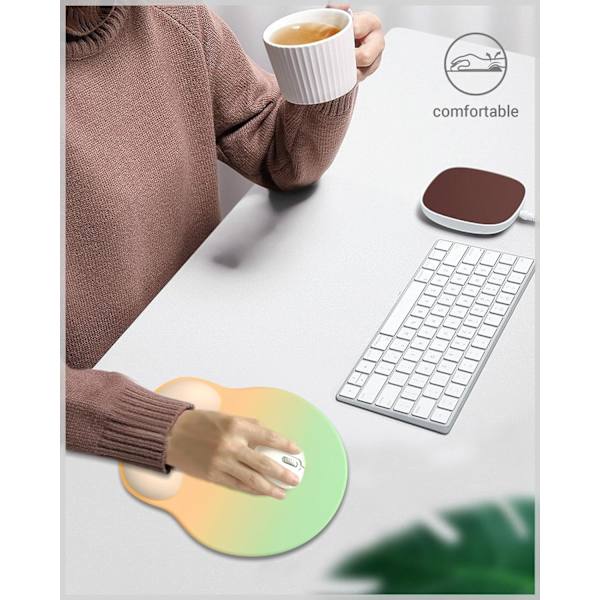 Ergonomisk musmatta handledsstöd, bekväm musmatta handledsstöd, lindra handledssmärta gelmusmatta, halkfri (gradient gul grön)