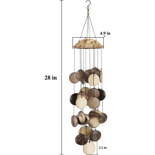 Kookospähkinän kuoren ulkoilma tuulikellot, ulkoilma bambu tuulikellot, täydellinen sisustamaan omaa terassia, kuistia