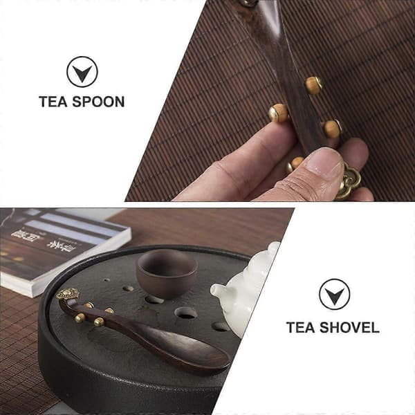 Teskopa och sked i trä för löste, matcha, kaffe, handgjort rustikt kökstillbehör