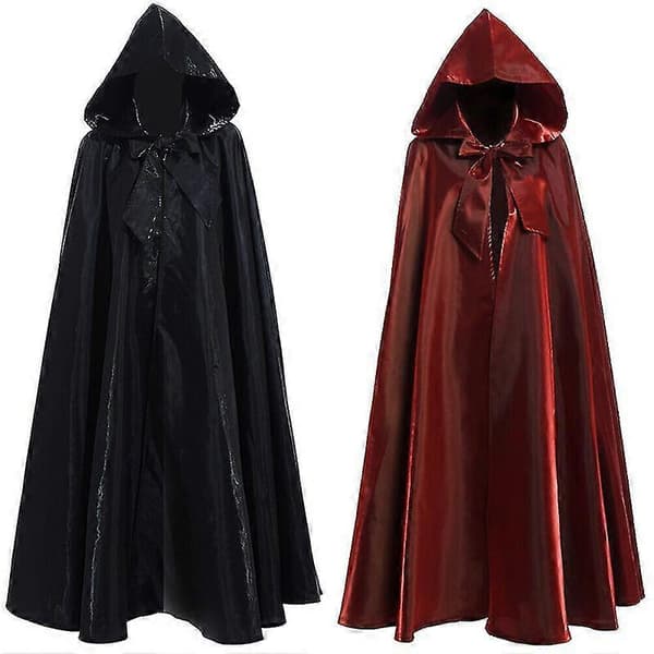 Middelalderkappe Kappe Trollmannskappe Død Cosplay Kostyme S-2xl red S