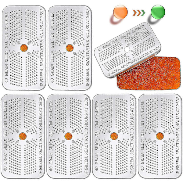 6-pakke 40 gram Indikerende Silicagel Tørremiddelbeholder Affugter Orange Indikerende Tørremiddel Reu