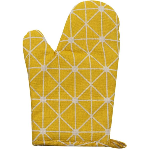 Oven Mitts, 2-Pack Cotton Oven Mitt Pot Holders, Non-Slip 440 Degrees F (Approx. 200 Degrees C) Heat Resistant for Cooking, Baking(Yellow)