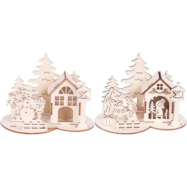 Heyone 2st jul trähus att måla hantverk DIY byhus jul 3D oavslutad utskärning jul julbord mittpunkt för hylla sovrum