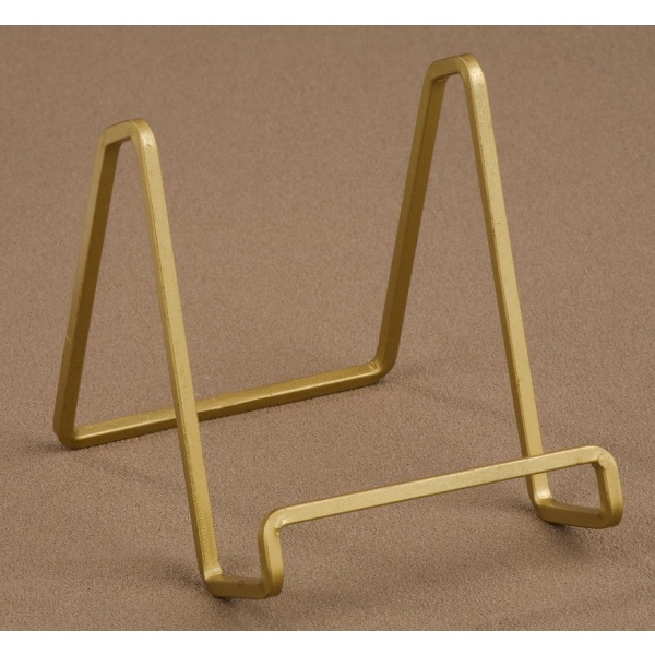 4 tums metall guldpläterad fyrkantig trådplatta Stativhållare Staffli Display för kokböcker, foton, tavelramar och tallrikar