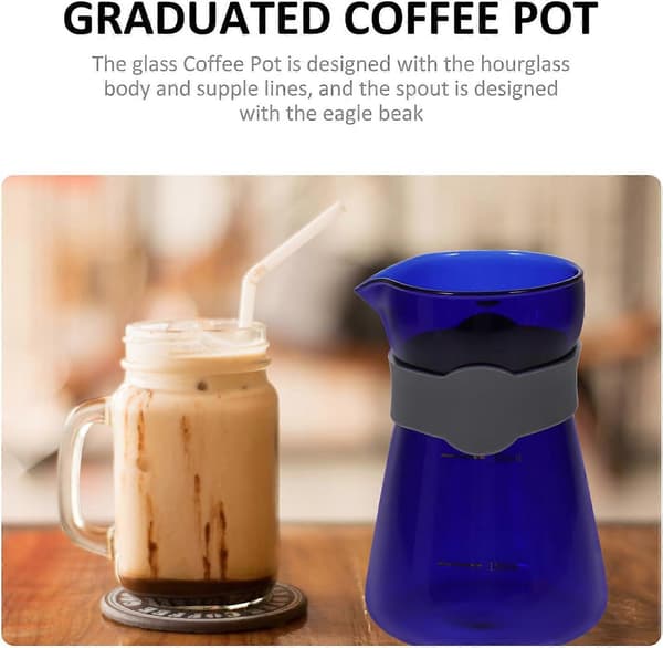 Kaffekanna i glas med måttskala, tekanna i glas för hemmakontoret, lätt att hälla