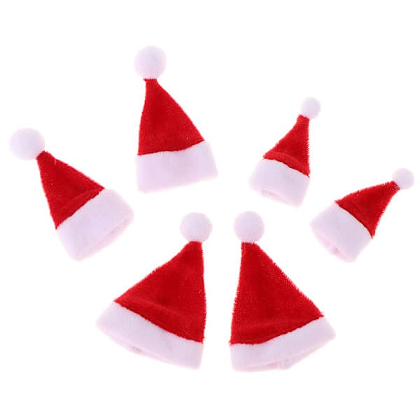 2 pcs Dollhouse Miniature Santa Hat Doll Red Hat 3*5cm 3*5cm