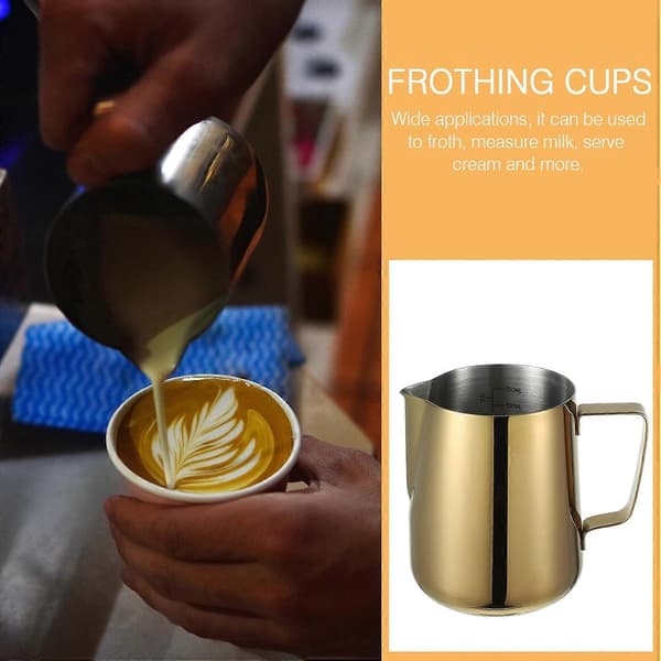 Mælkekande i rustfrit stål med skala, smal tud til Latte Art og espressomaskiner