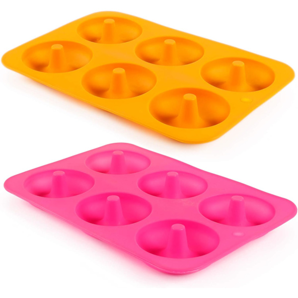 (2 stk) 6-hullet silikone donut bageform/non-stick donutform, opvaskemaskine, ovn, mikrobølgeovn, fryser sikker