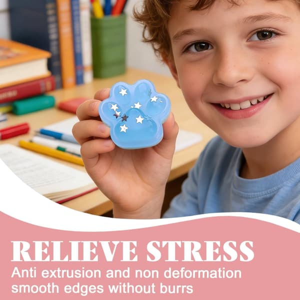 5 stk. mini-squishy-sæt med kattepotedesign – 3,5 cm bløde klemmelegetøj med ophængskæde – sensorisk anti-stresslegetøj til børn og voksne rosa, vit, blå, gul, färgglad